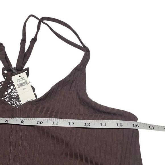 Aerie Espresso Brown Ribbed Lace Back Crop Top N0500 - Picture 5 of 7